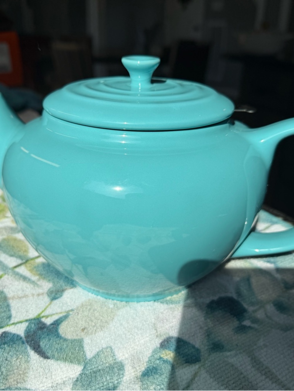 Le Creuset Turquoise Large Short Round Teapot with Infuser